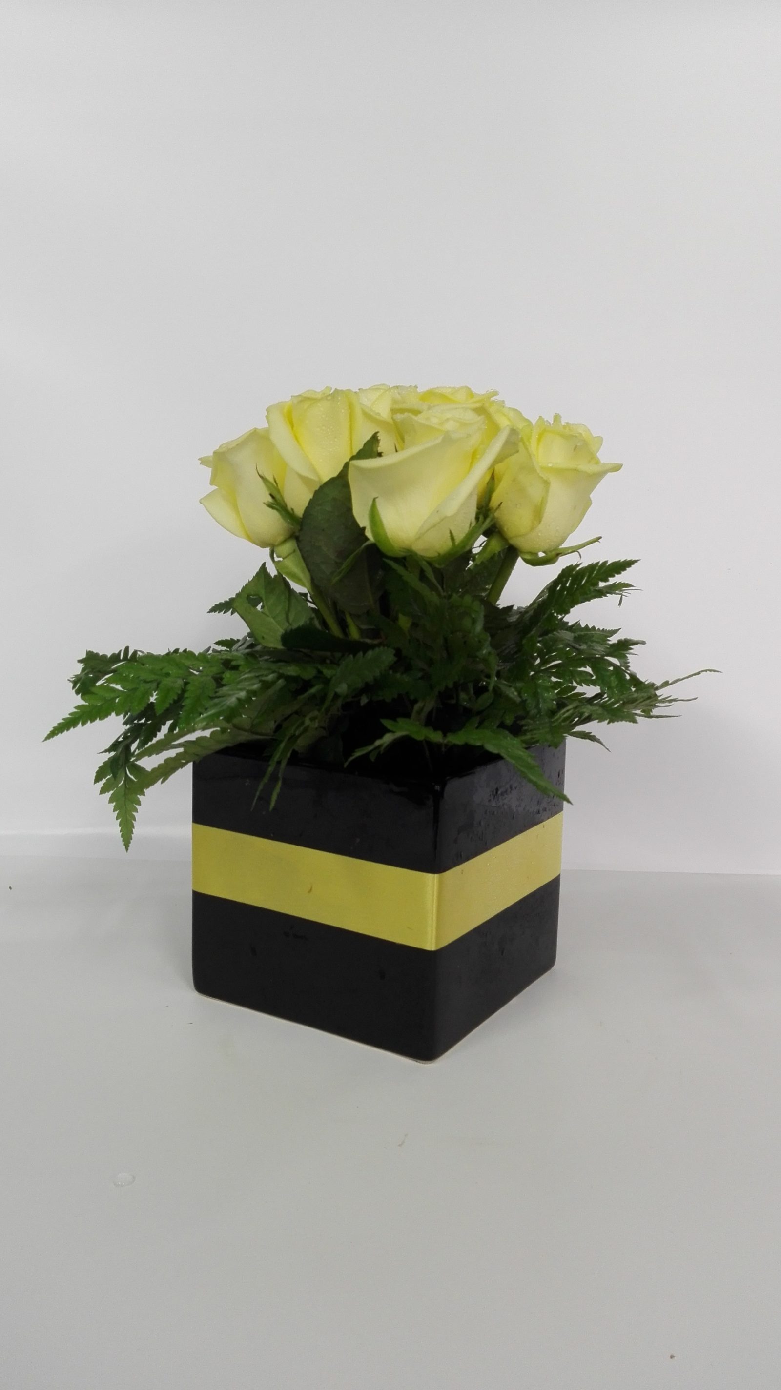 10 x Yellow Roses Ceramic Container - Jan Maree Flowers