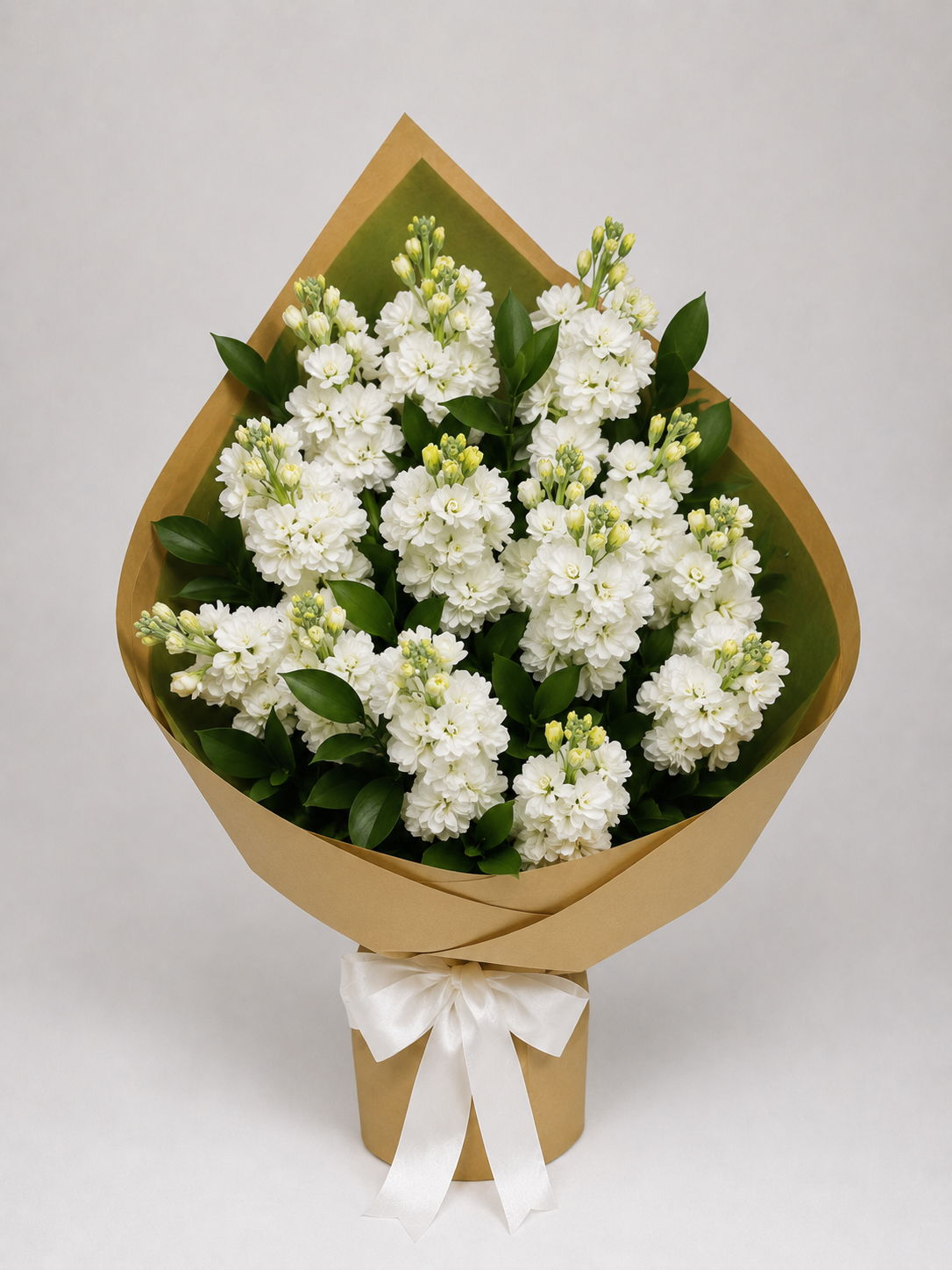 White Stock Bouquet up right