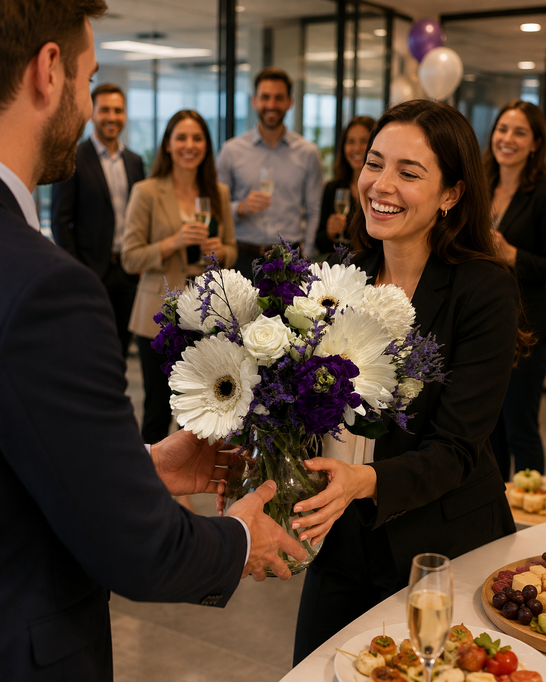 lavender bouquet in vase setting