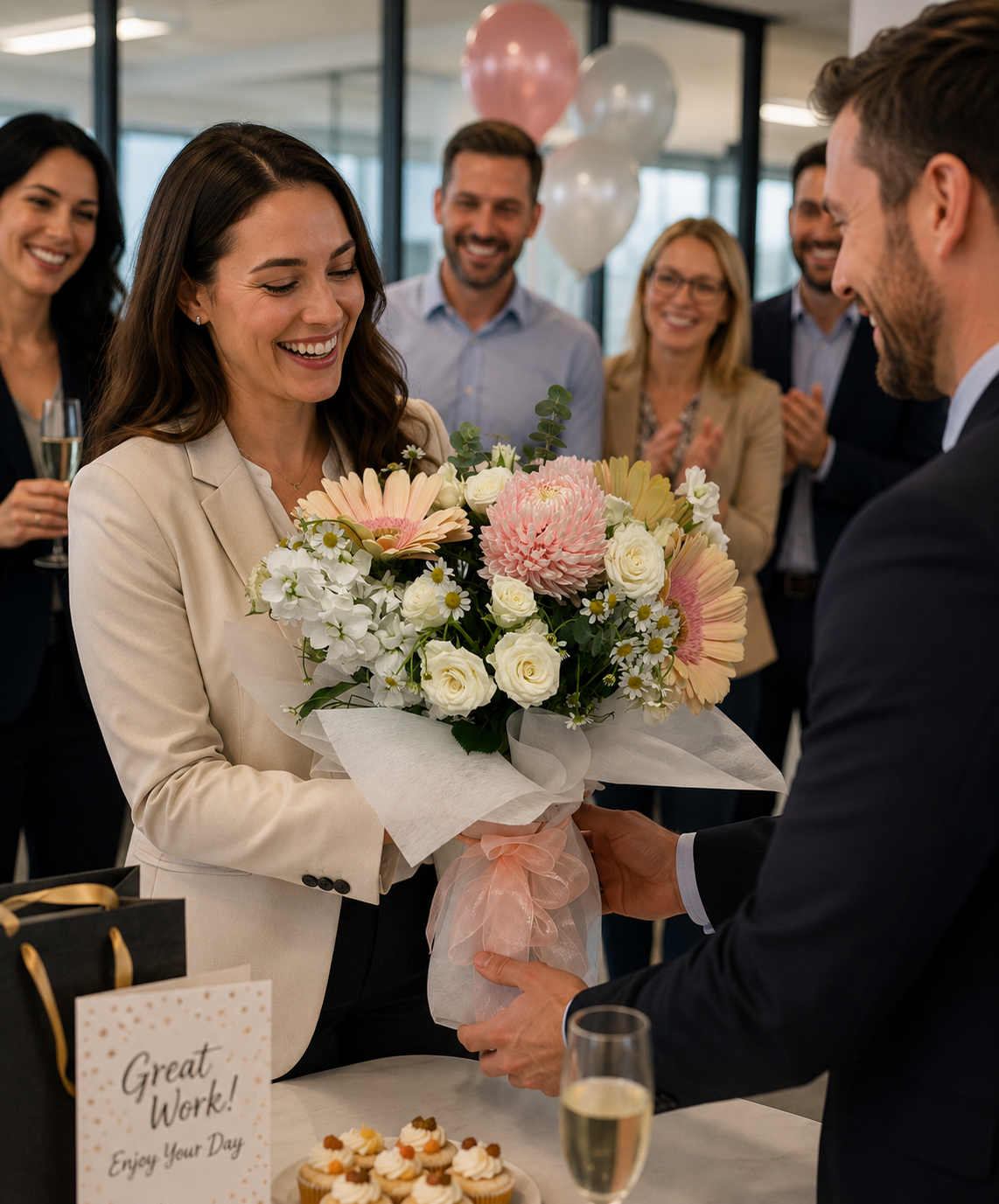 peach-bouquet-and-bouquet in setting