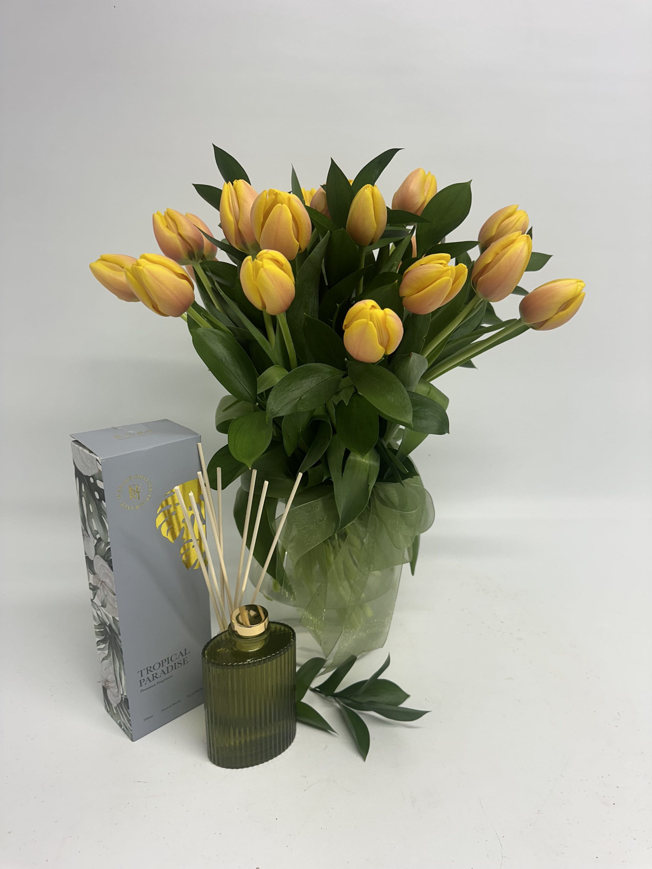 Tropical Tulips and infusion vase