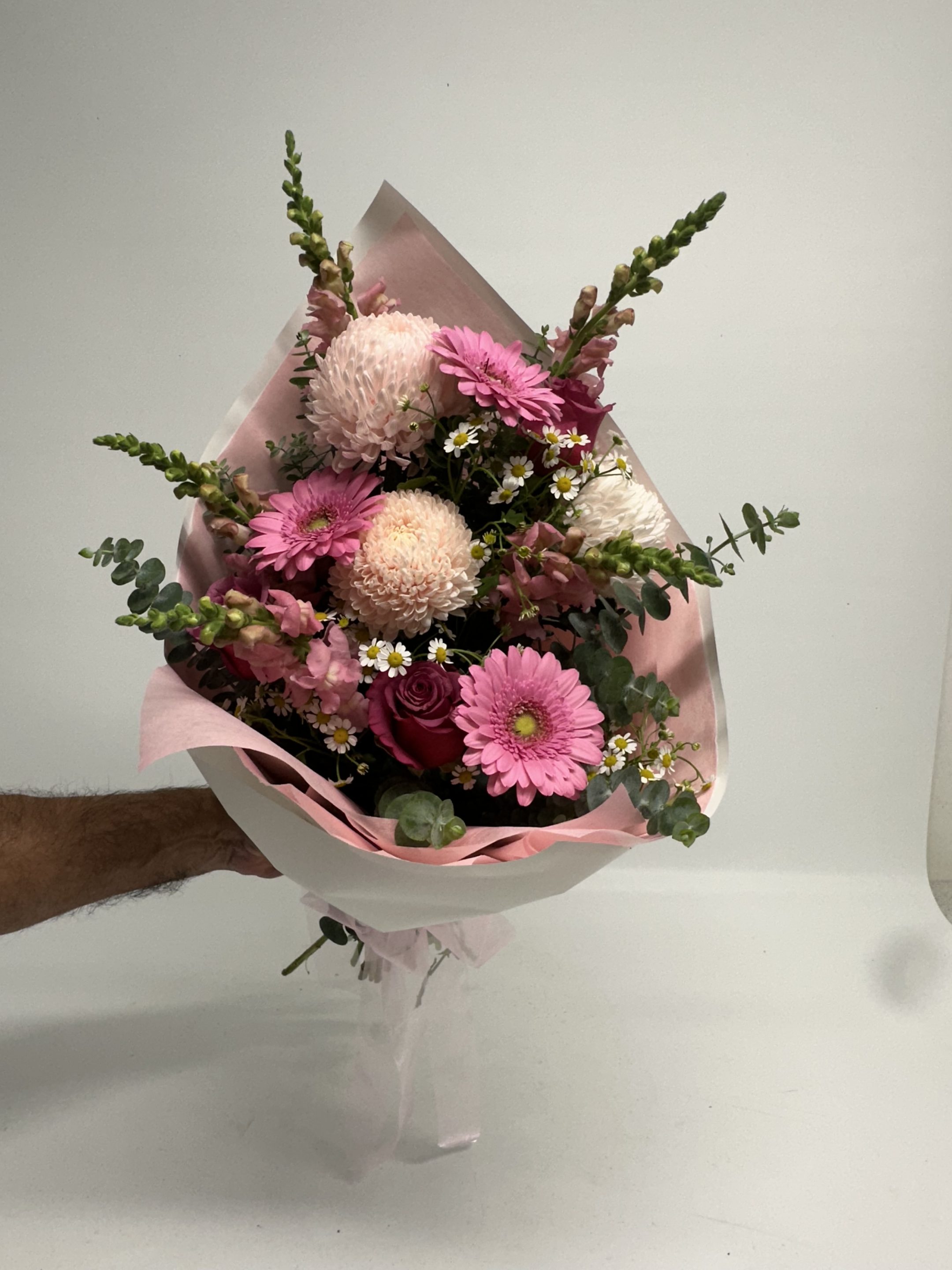 pink vibe bouquet wrapped