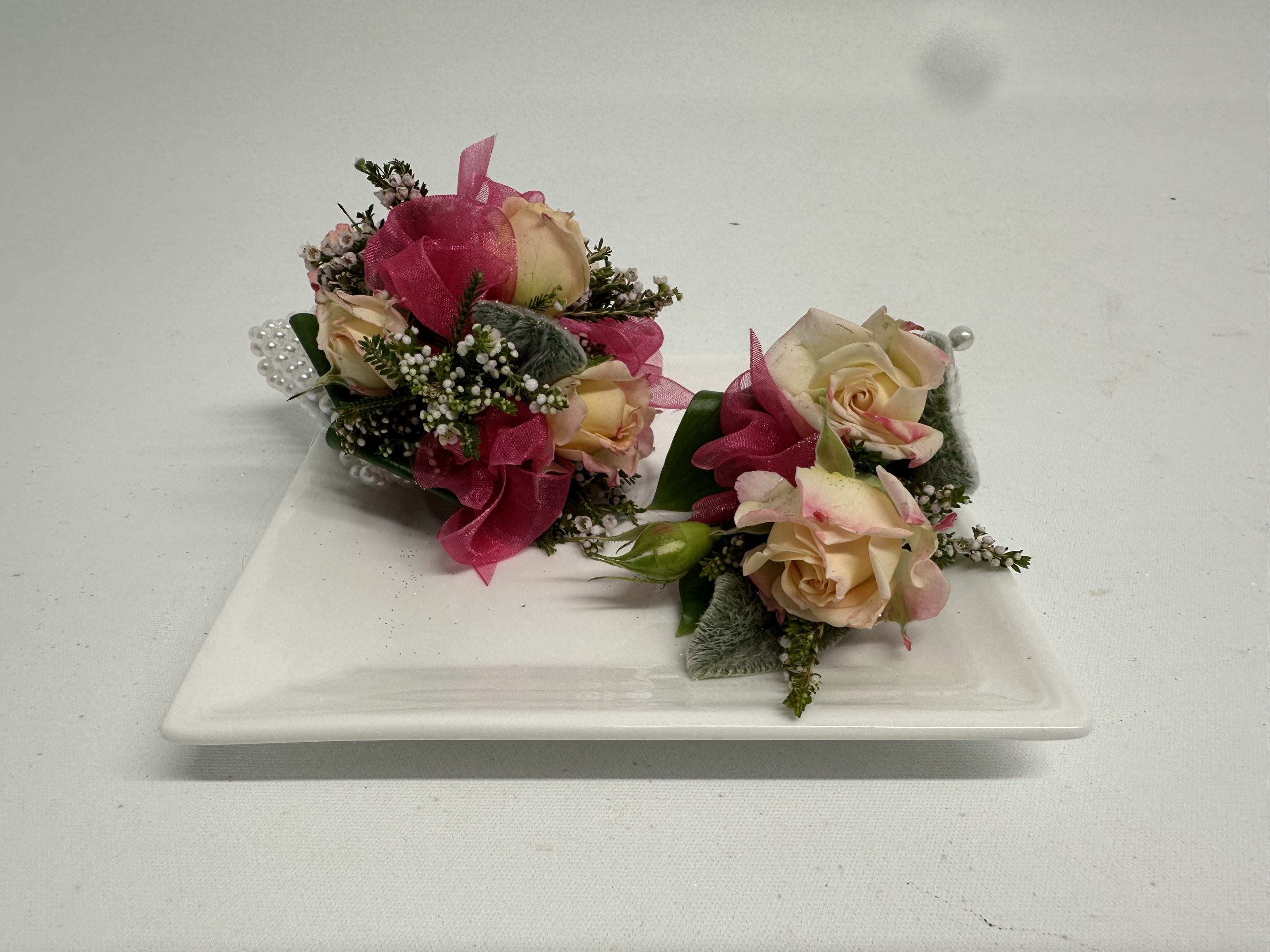 Hot Pink Corsge combo on plate