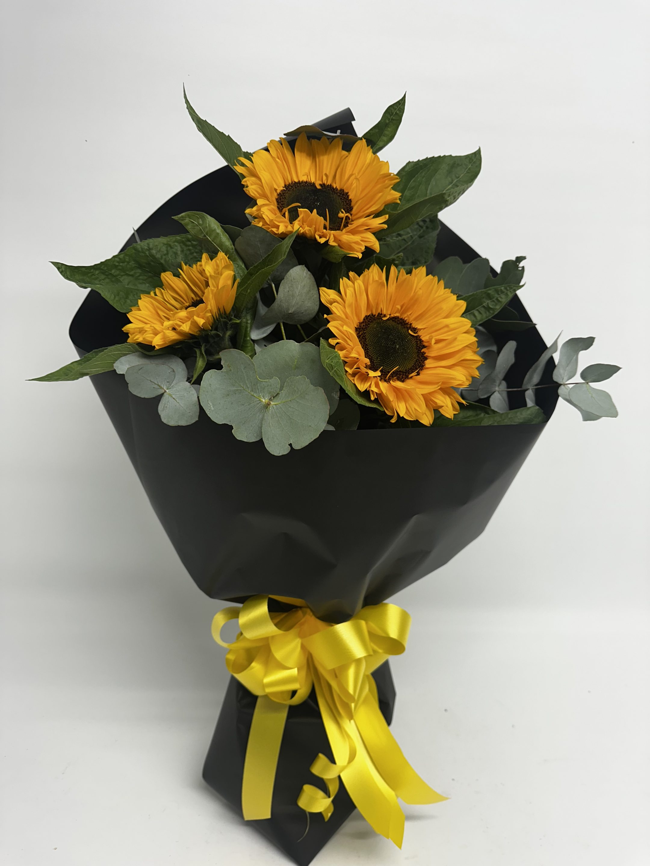 3 x Sunflowers black wrap