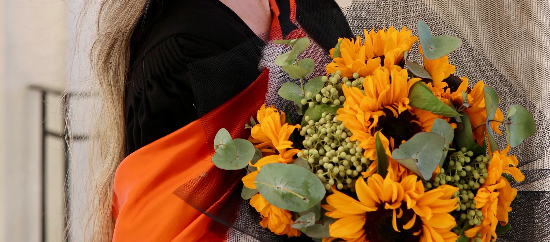 Graduation Sunflowers Bouquet scene