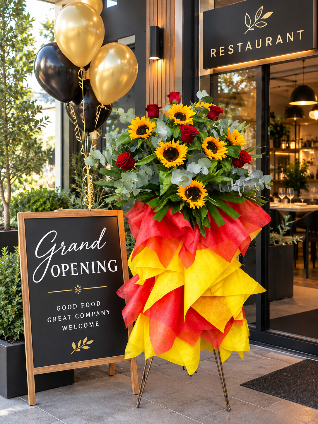 Grand Opening Arrangement Red Yellow