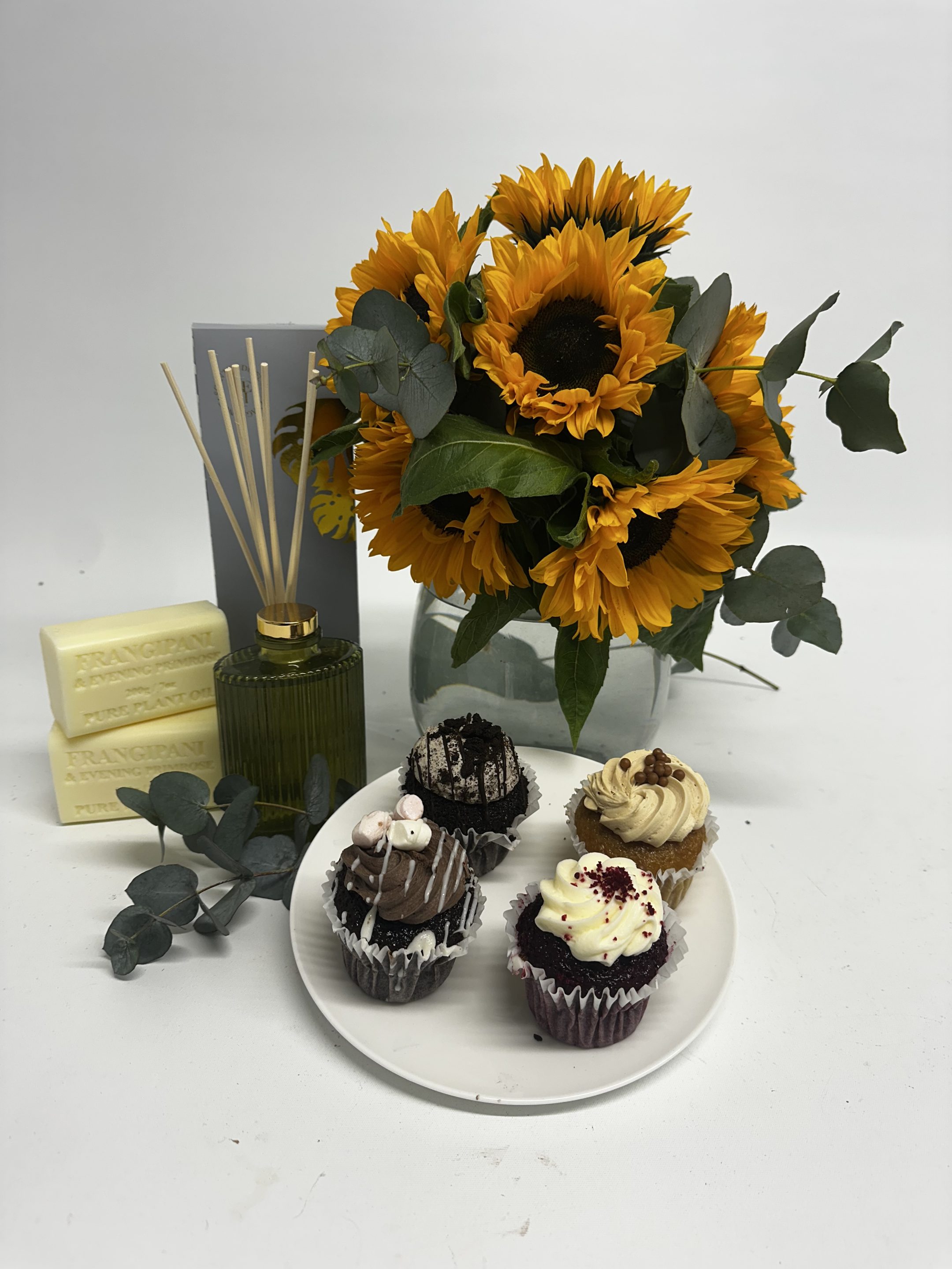 Luxury sunflower bouquet and glass Vase