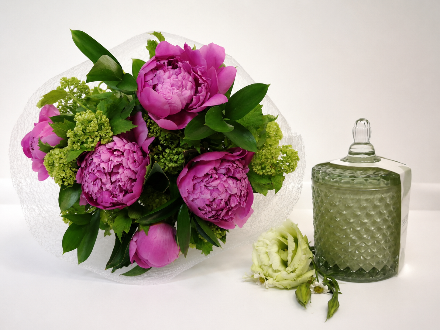 Pink Peonie and Candle