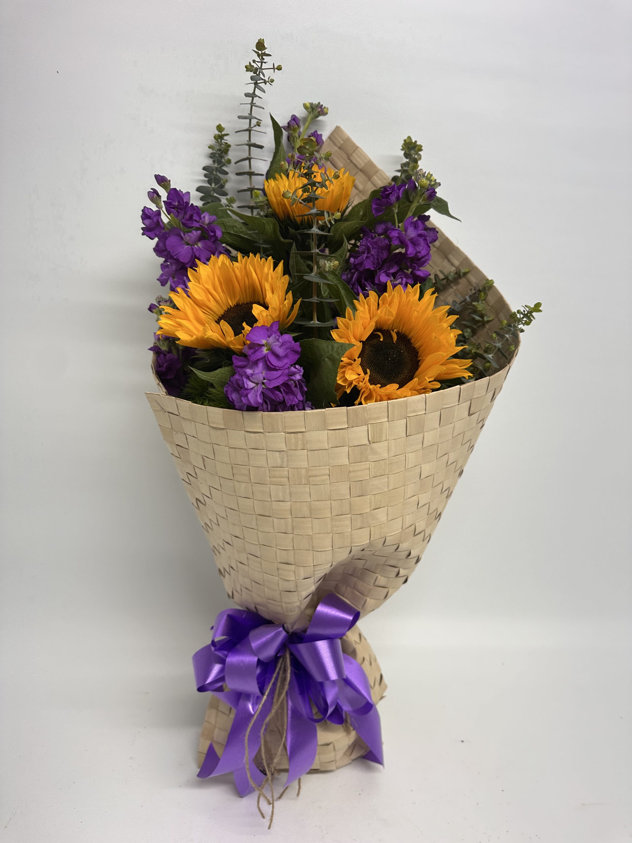 Sunflowers and Purple Tone Flowers with Kete Wrap